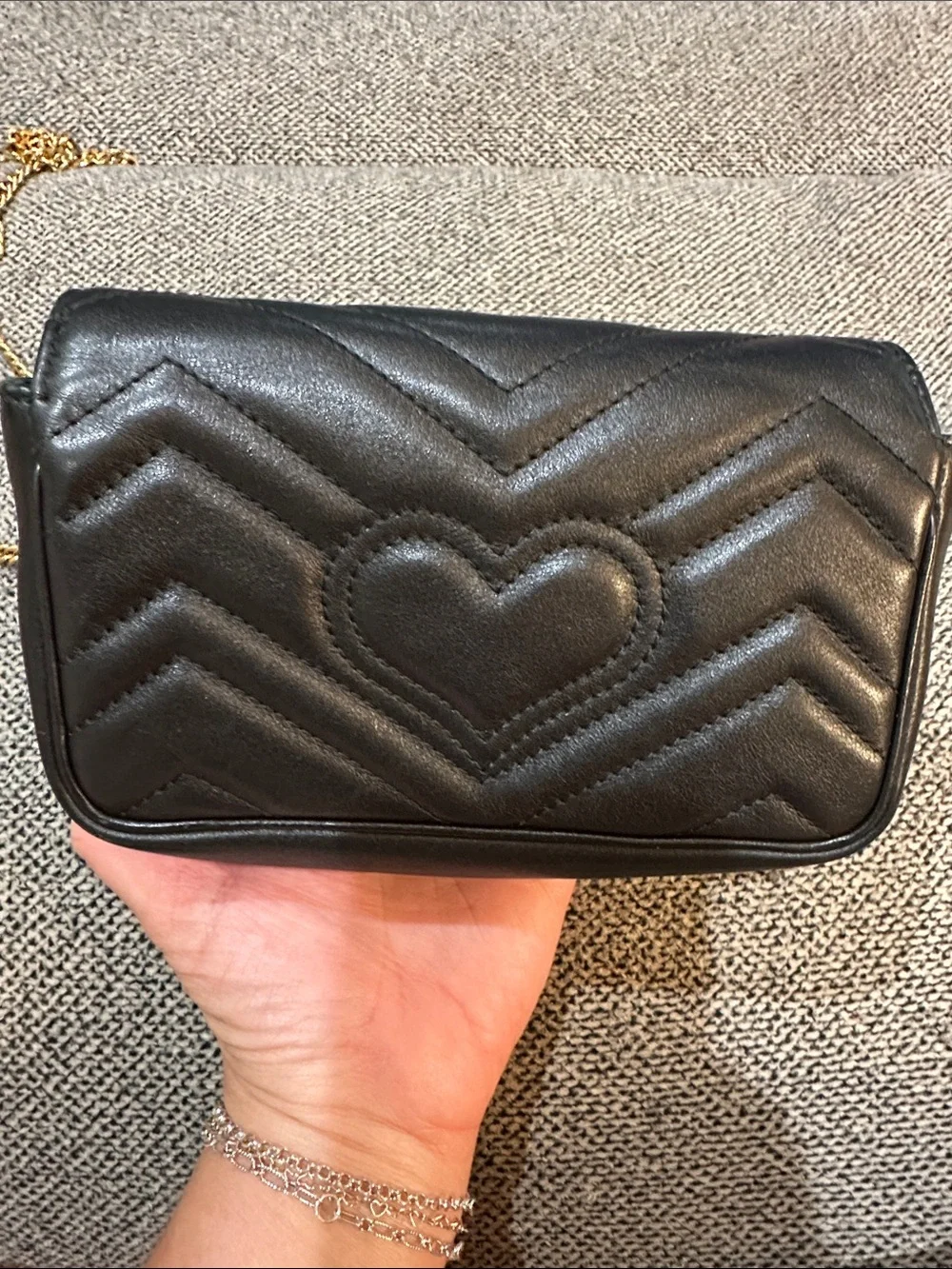 Gucci Black Quilted Leather Crossbody with Gold GG